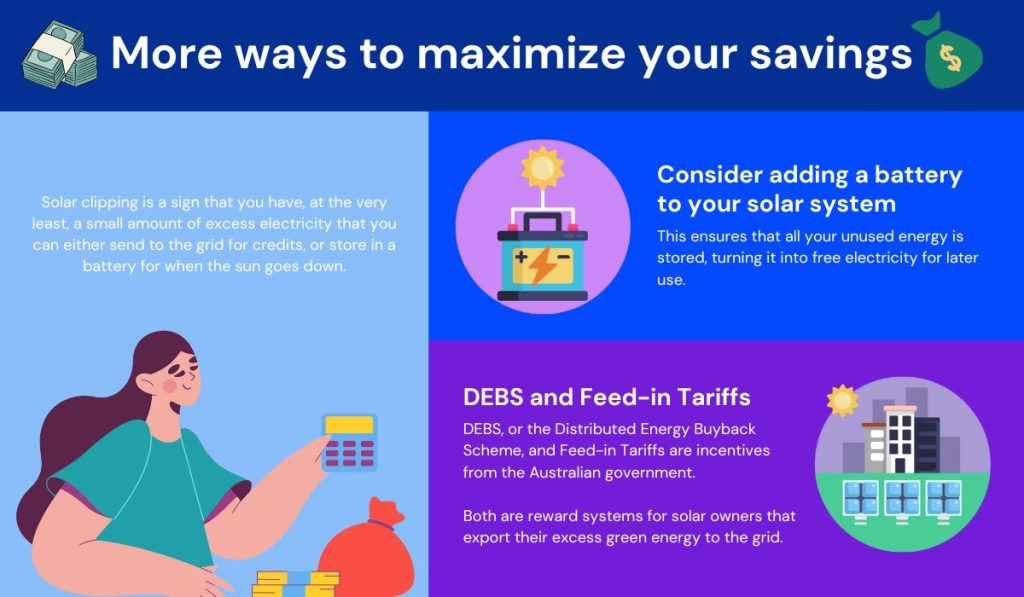 Infographic showing more ways to maximize savings in the context of solar clipping