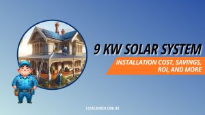 Feature image of the 9kW Solar system blog. Image shows 2 solar installers installing a 9 kilowatt solar system on a Victorian home's rooftop.